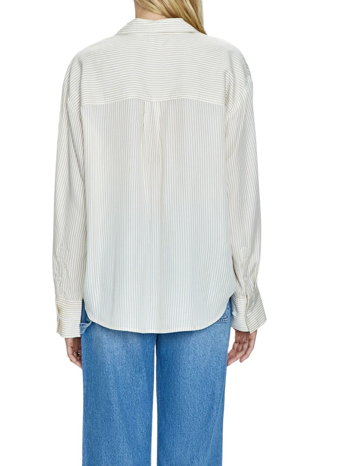 Pistola Nellie Button Up Tan Pinstripe