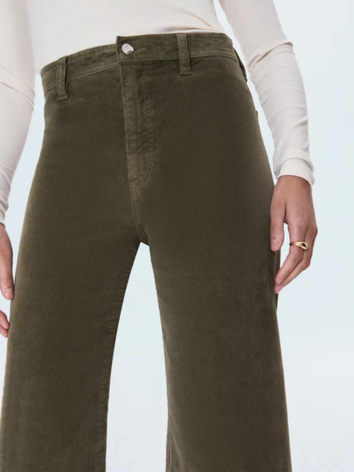 Pistola Penny Crop Cord Hi Rise Wide Leg in Sequoia