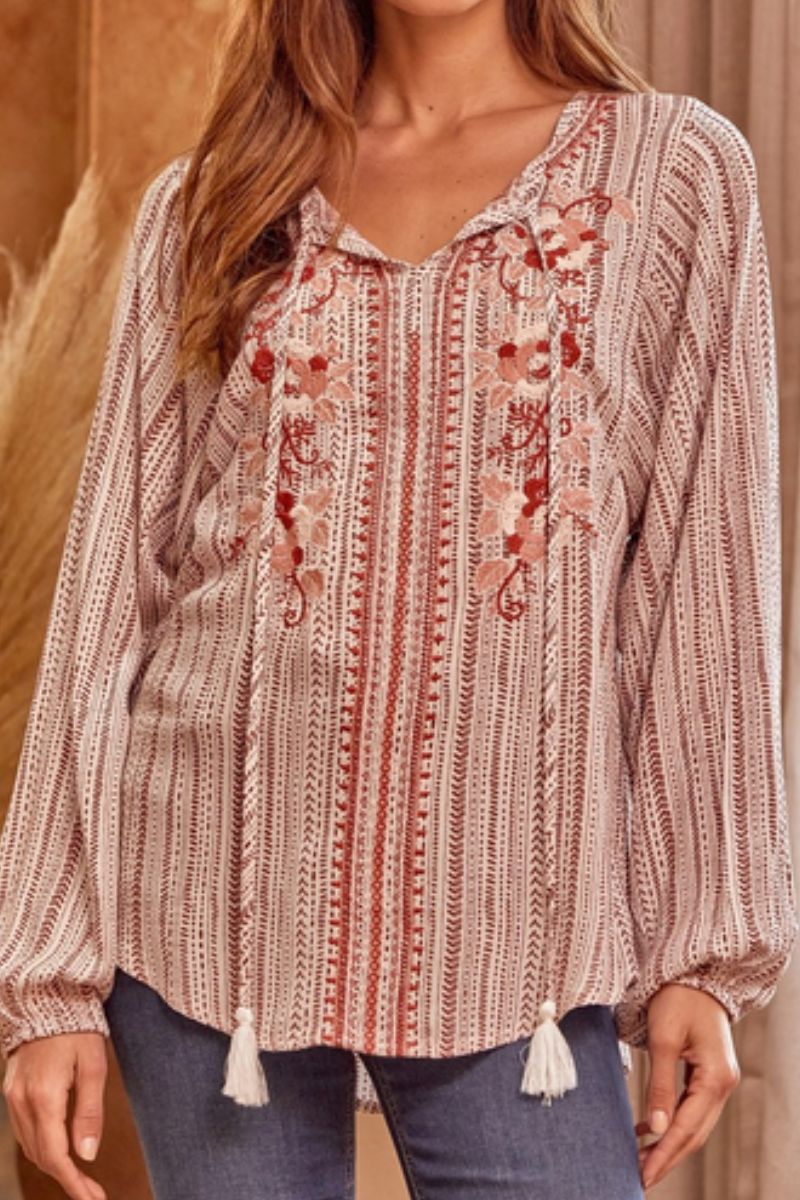 Plus Size Tunic in Rust Multi