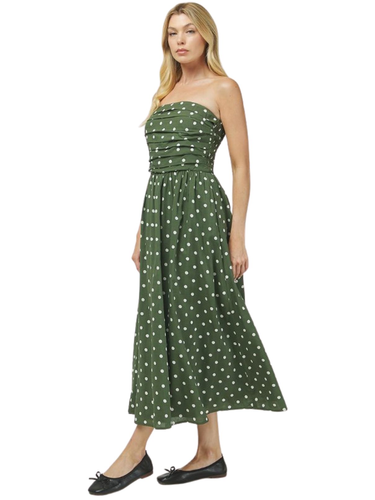 Polka Dot Tube Maxi Dress – Olive