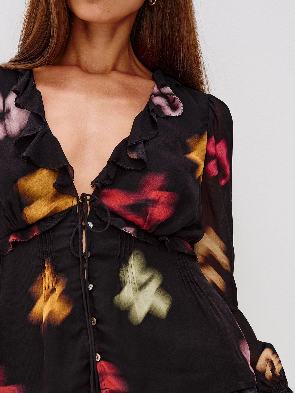 Rails Alixa Blouse in Onyx Blurred Floral