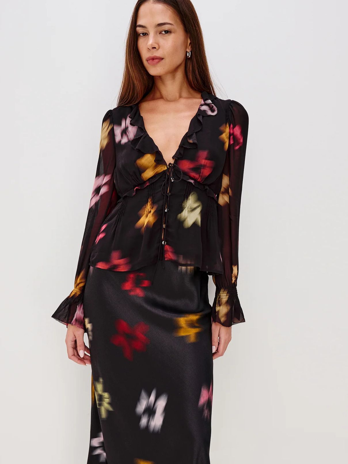 Rails Alixa Blouse in Onyx Blurred Floral