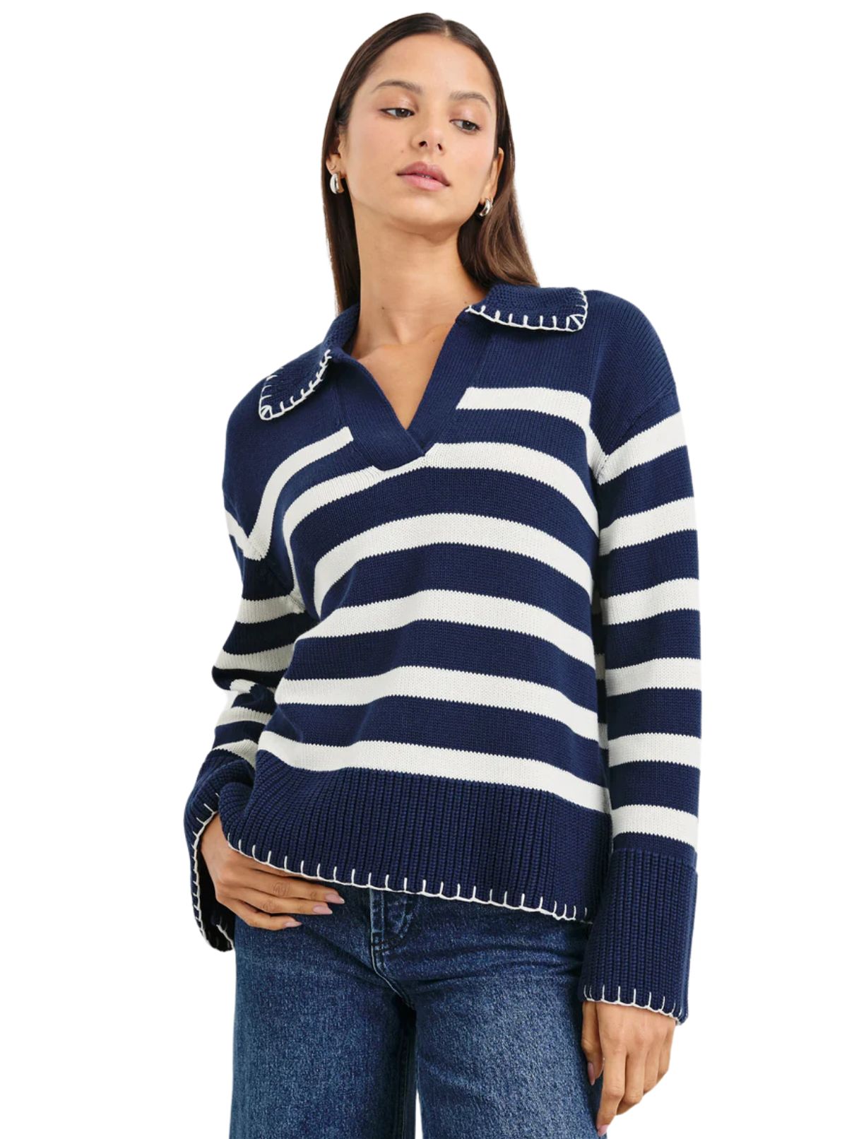 Rails Athena Navy/Ivory Striped Sweater