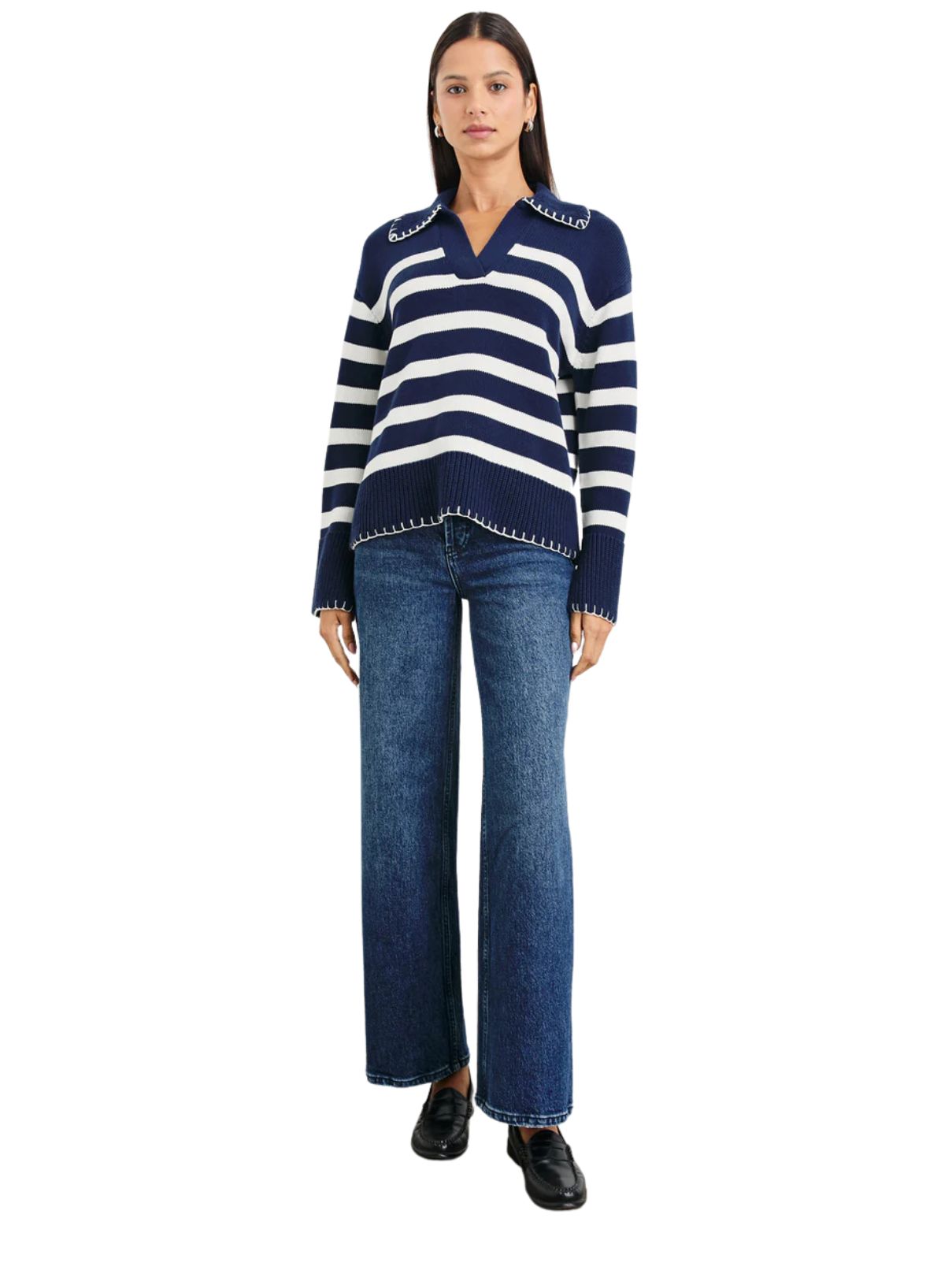Rails Athena Navy/Ivory Striped Sweater