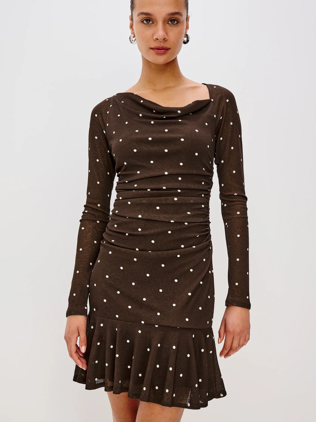 rails long sleeve dress Rails | Celano Dress - Cocoa Polka Dots | Size M