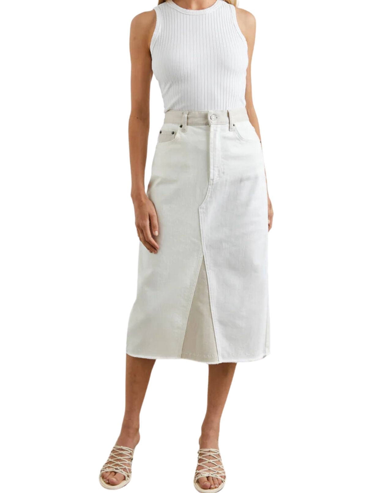 Rails Highland Midi Skirt in Ecru Patchwork