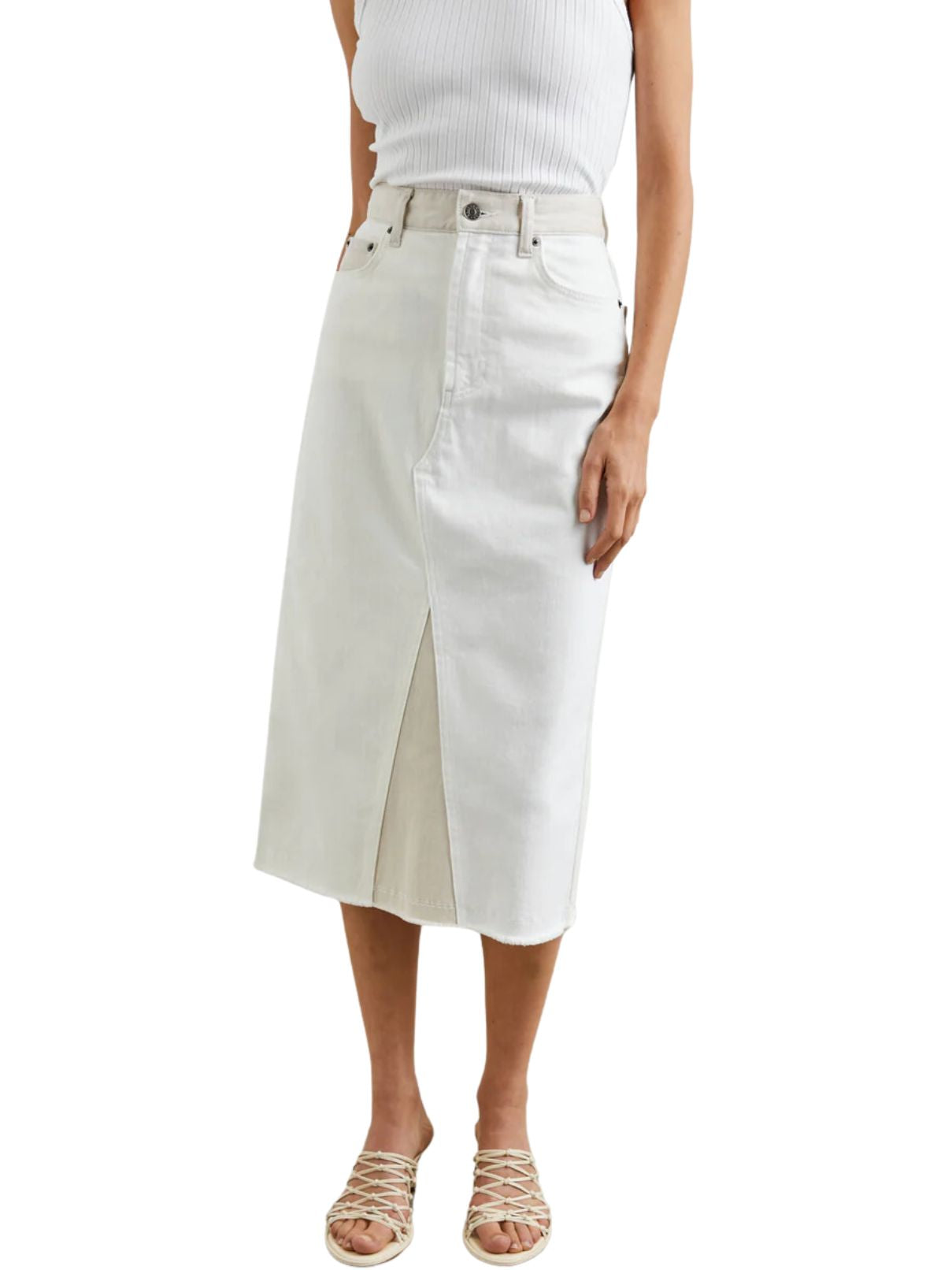 Rails Highland Midi Skirt in Ecru Patchwork