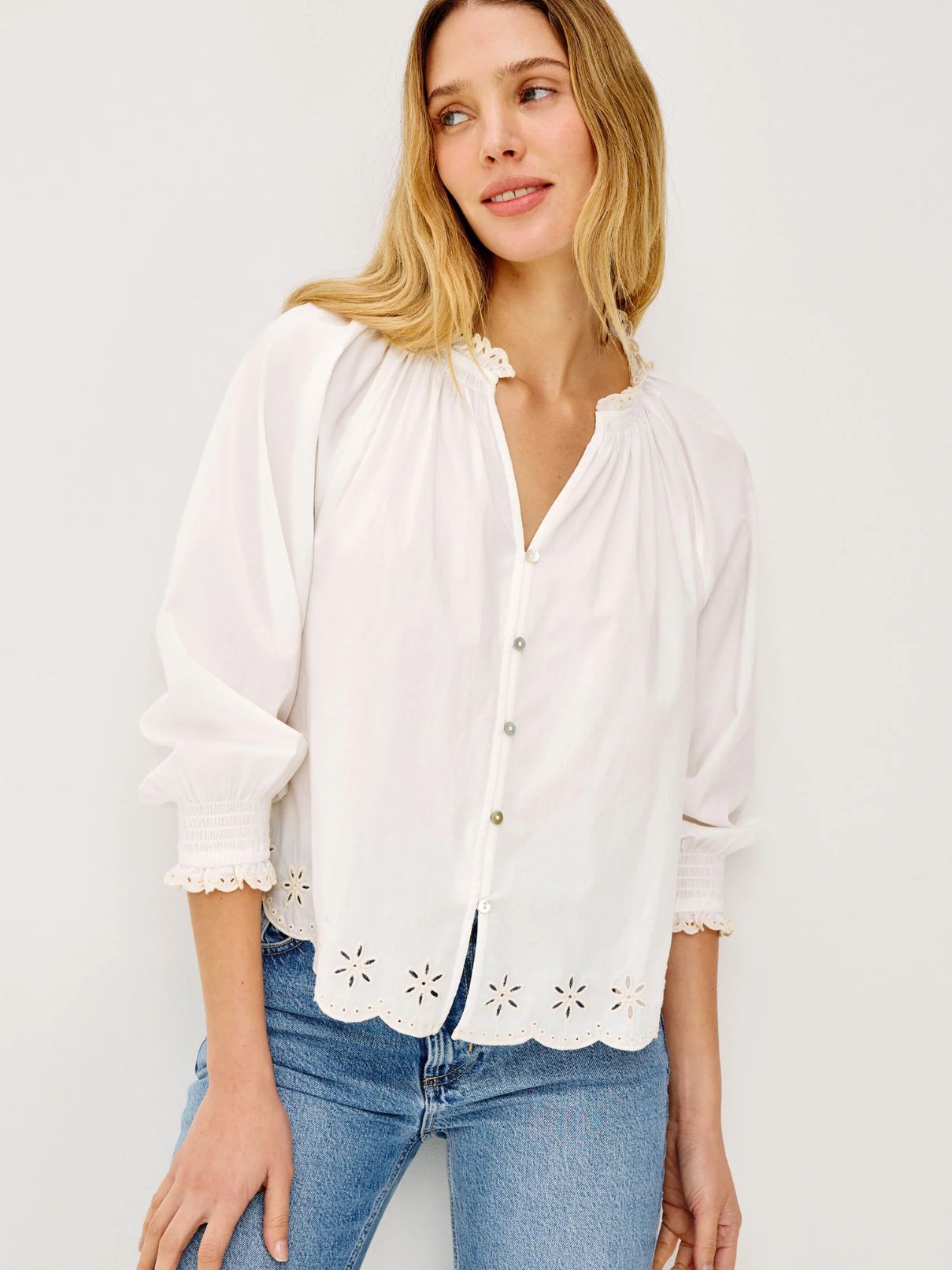 Rails Mariah Oat Embroidered Top