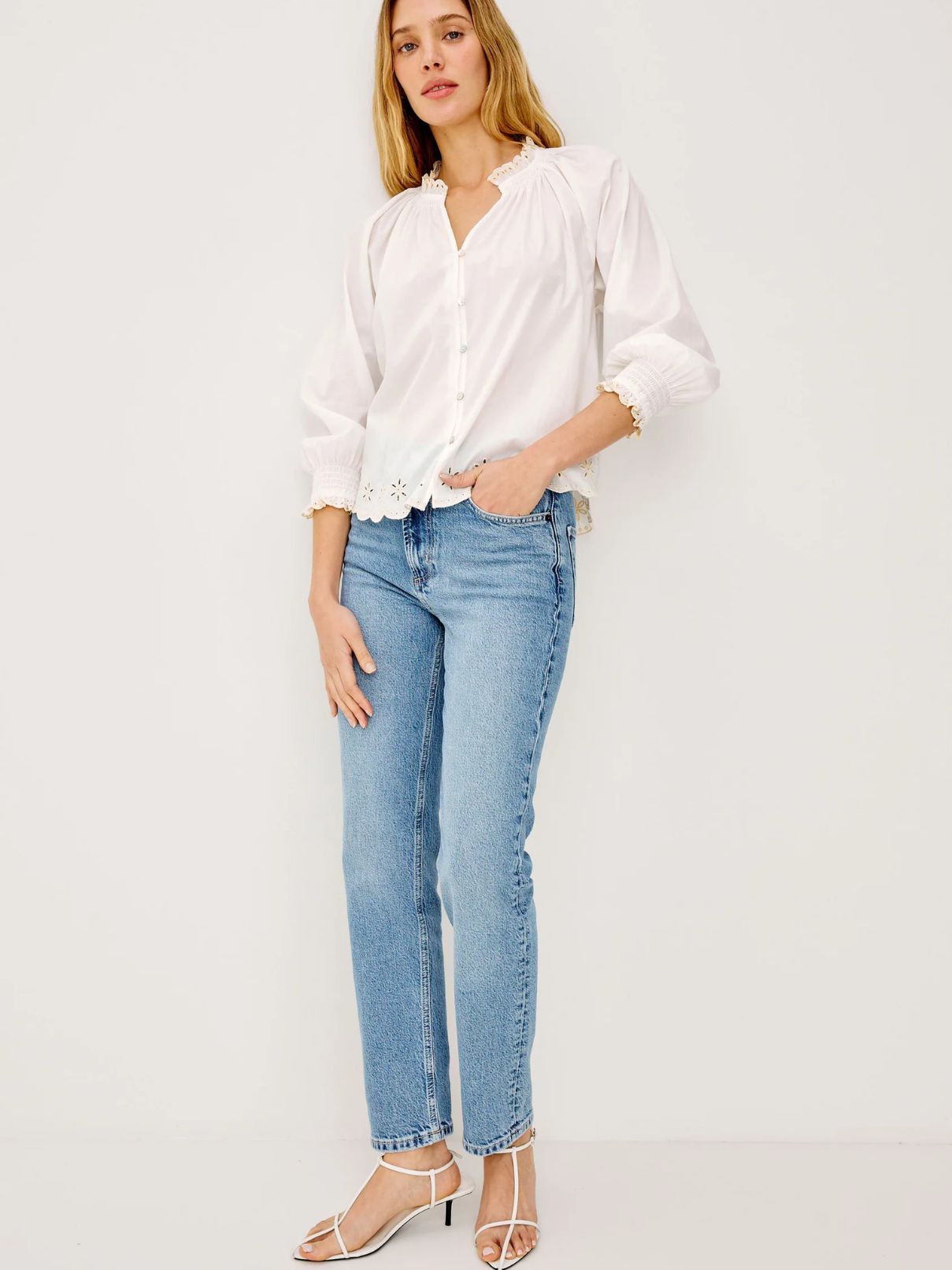 Rails Mariah Oat Embroidered Top