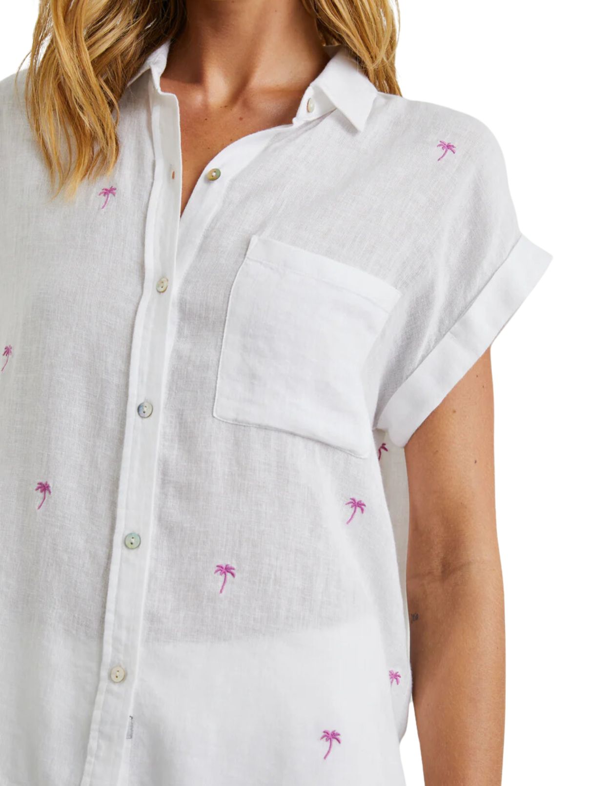 Rails Whitney Blouse in Fuchsia Embroidered Palms