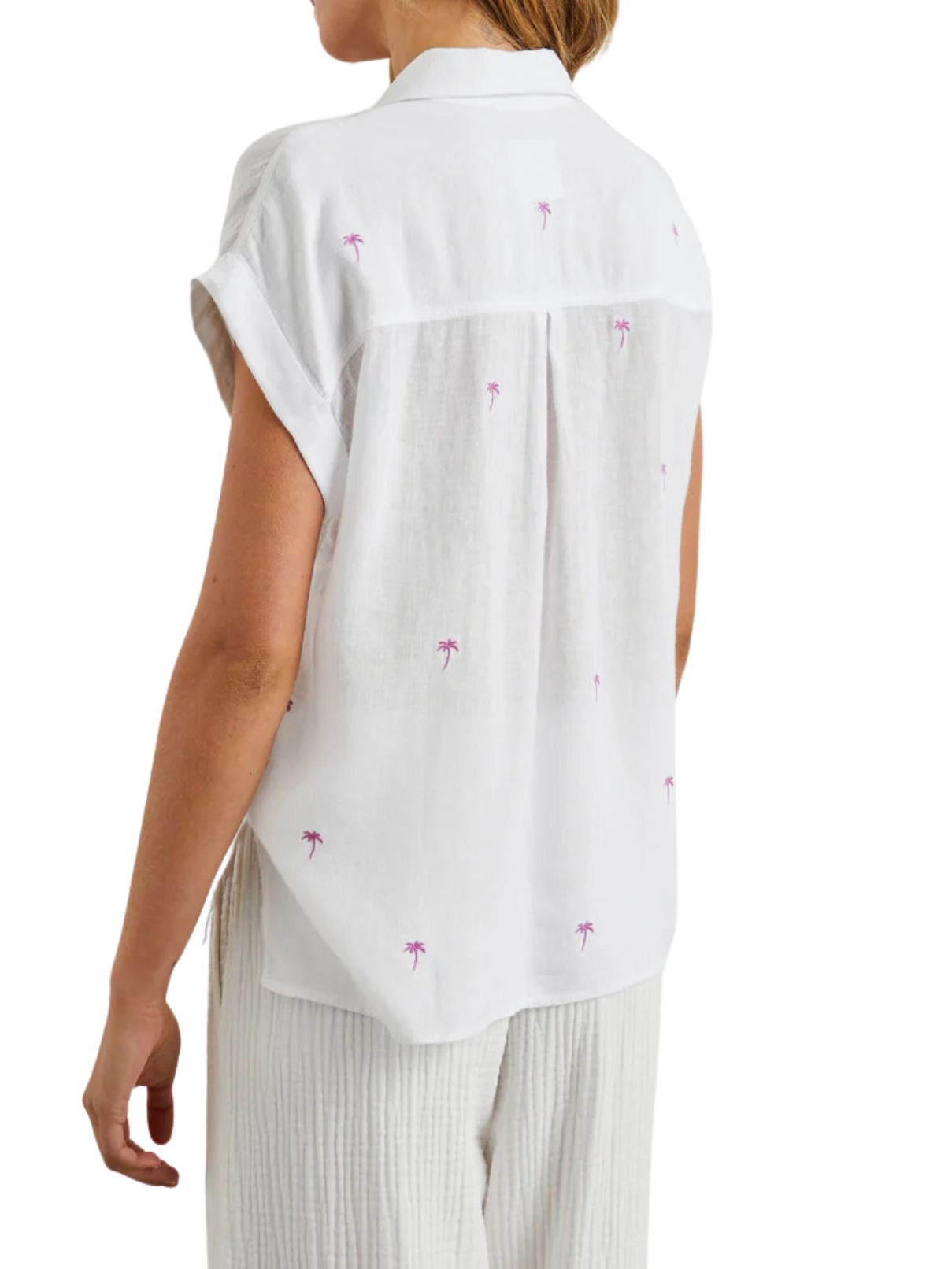 Rails Whitney Blouse in Fuchsia Embroidered Palms