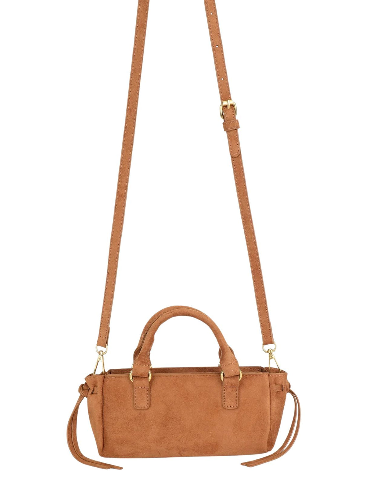 Remi & Reid Pepper Mini Faux Suede Satchel in Camel