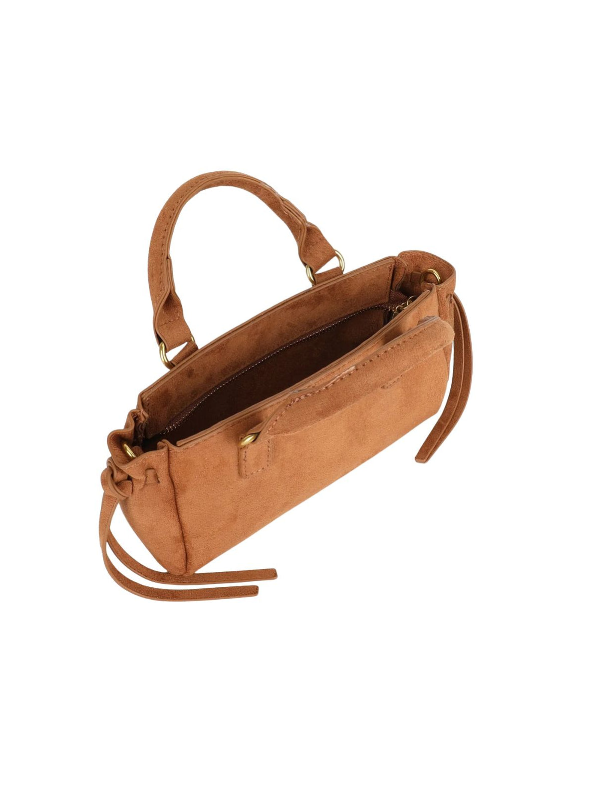 Remi & Reid Pepper Mini Faux Suede Satchel in Camel