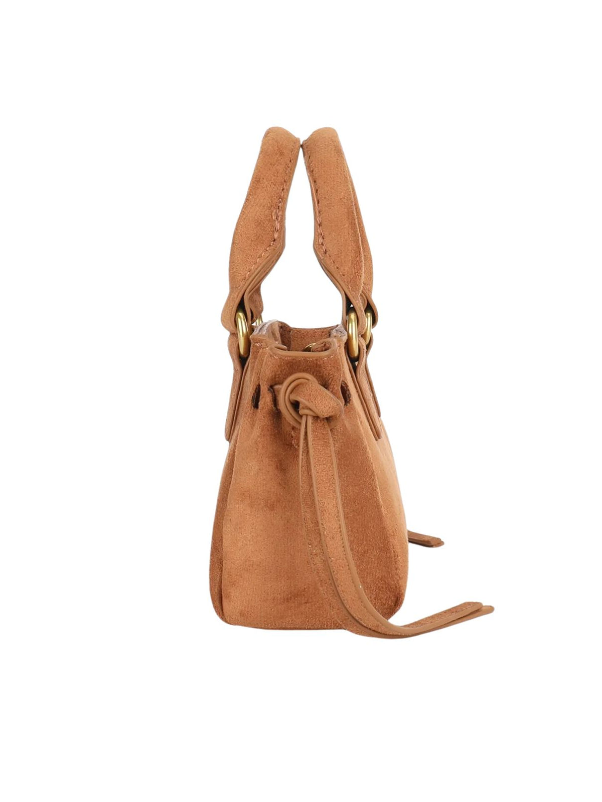 Remi & Reid Pepper Mini Faux Suede Satchel in Camel