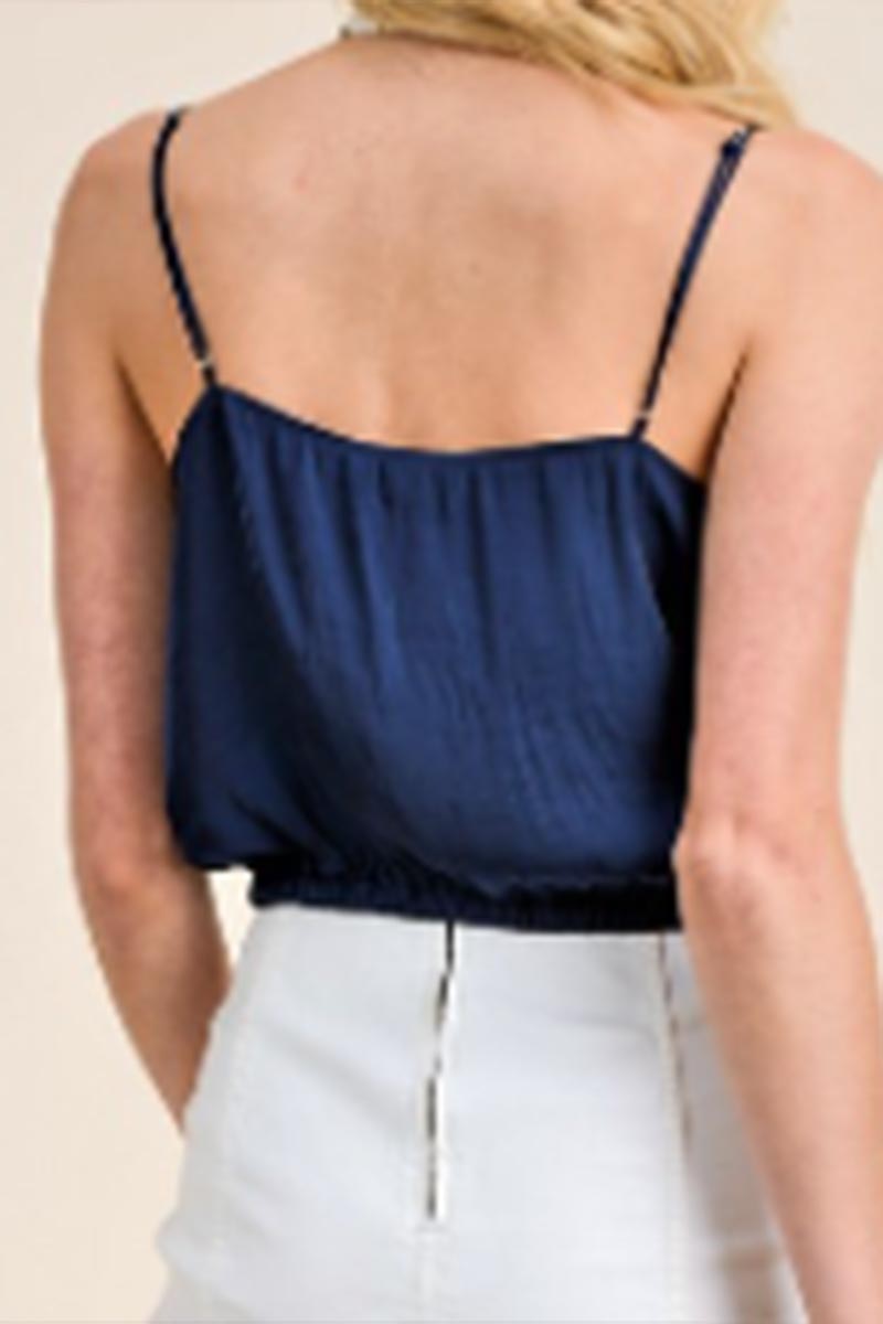 Reset By Jane Silky Crop Top in Navy
