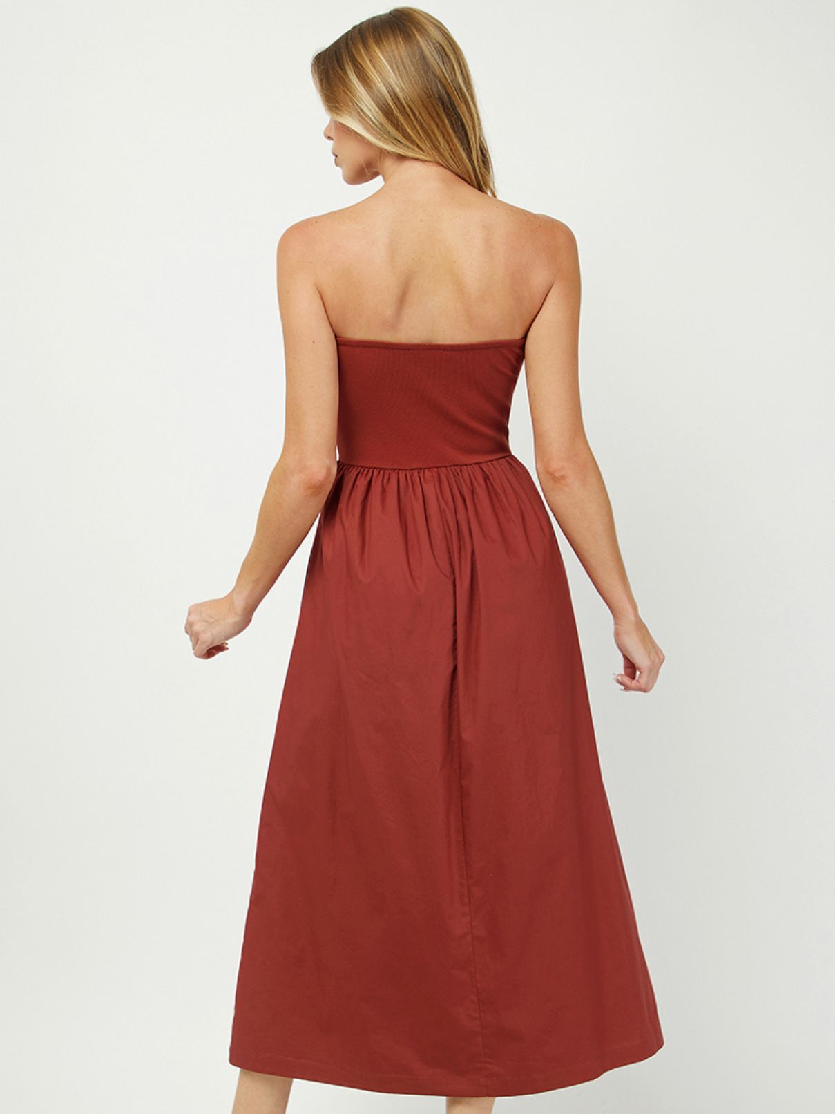 Ribbed Tube Maxi Dress in Rust