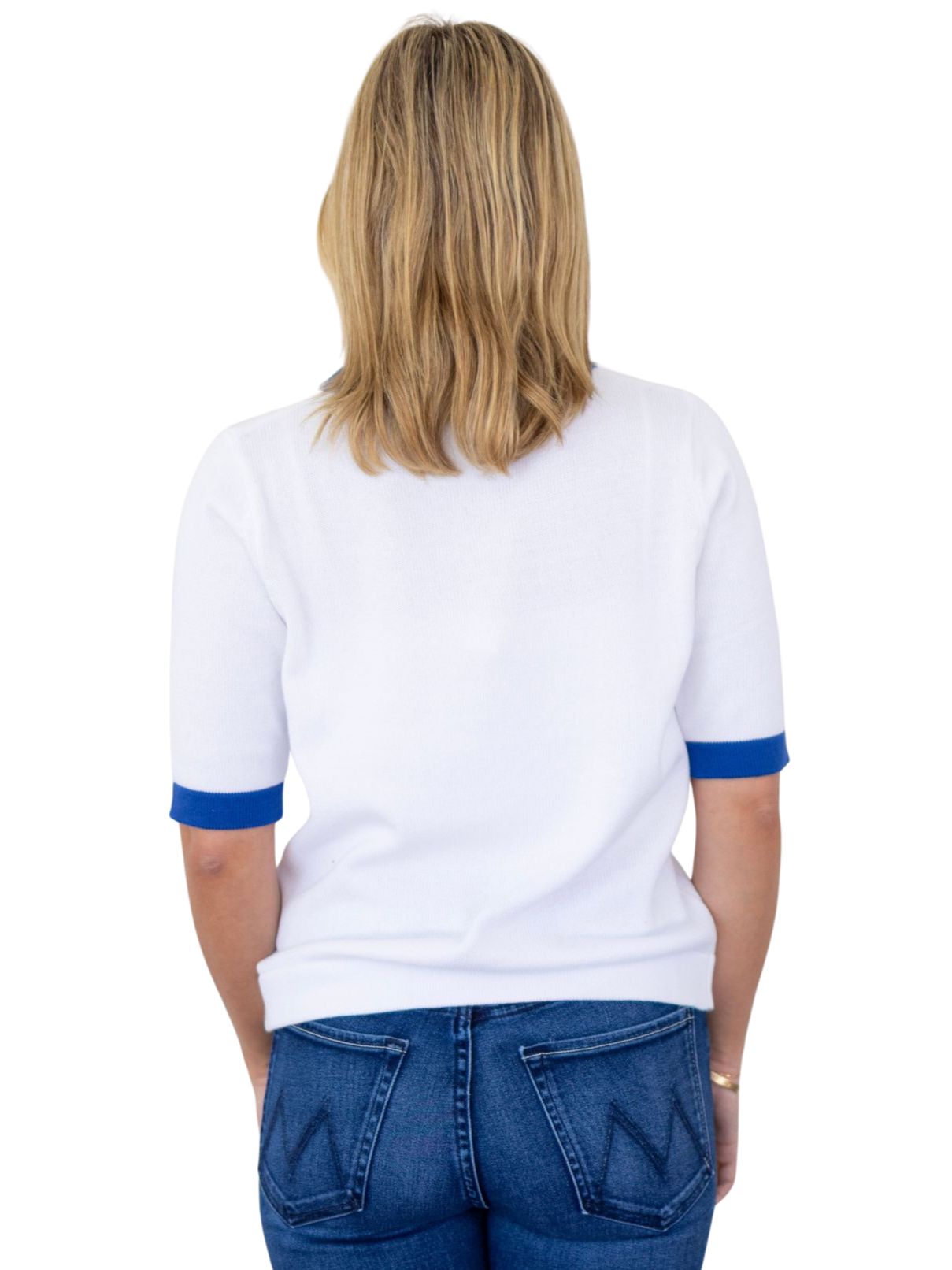 S/S Mustangs Embroidered Sweater on White