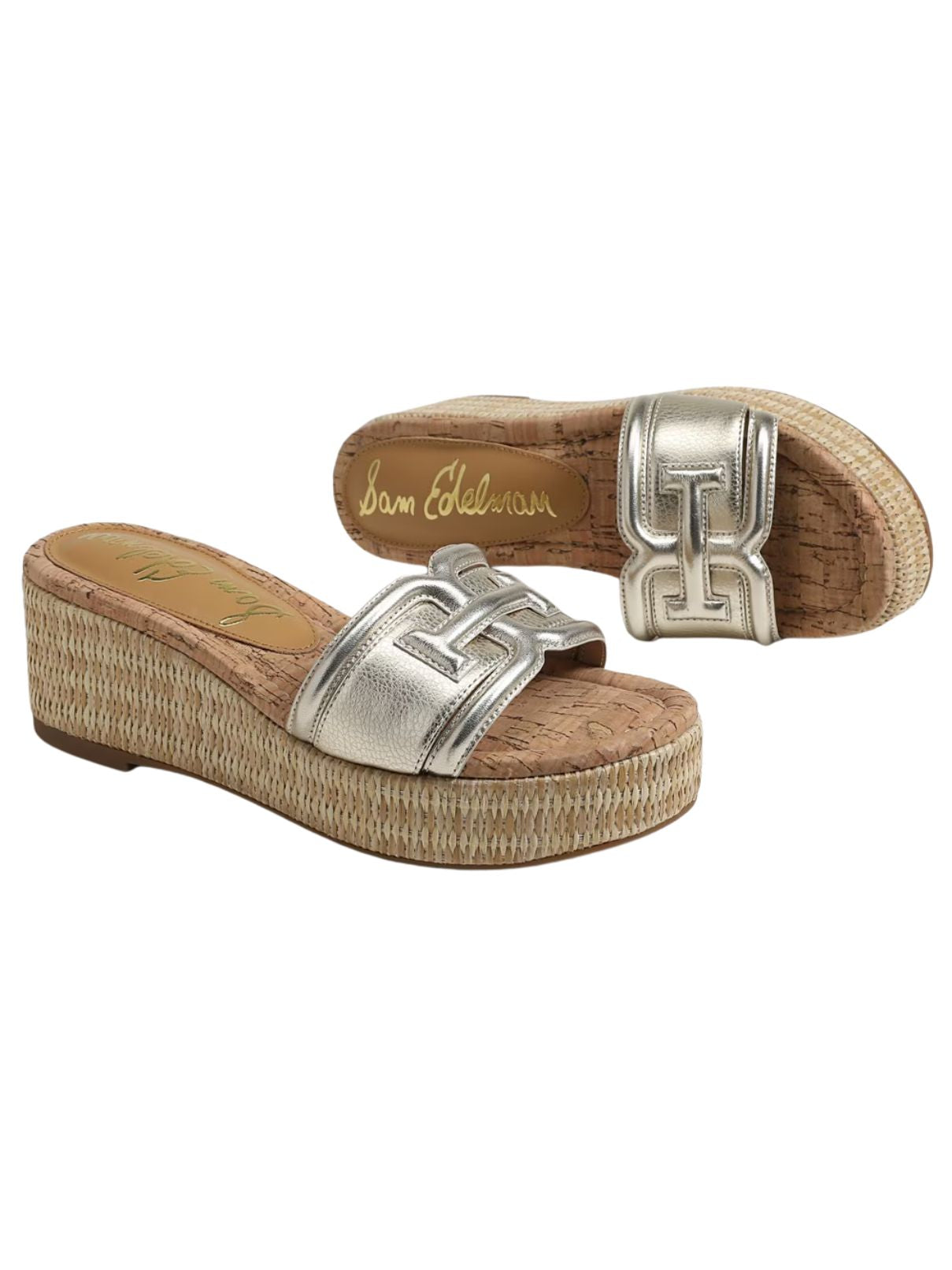Sam Edelman Pauleena Slide Sandal in Jute/Metalllic
