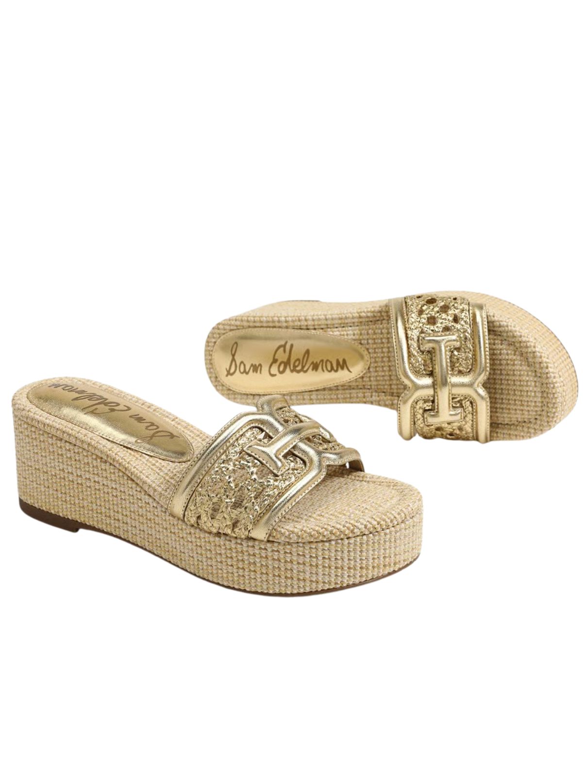 Sam Edelman Pauleena Slide Sandal in Jute/Metalllic
