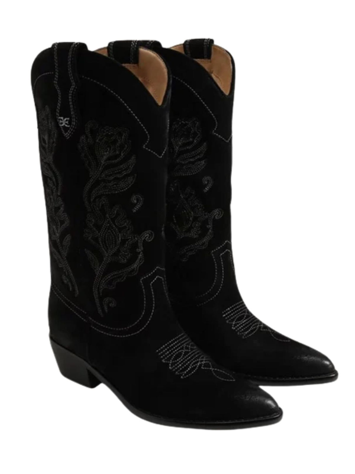 Sam Edelman Rue Suede Cowboy Boots in Black