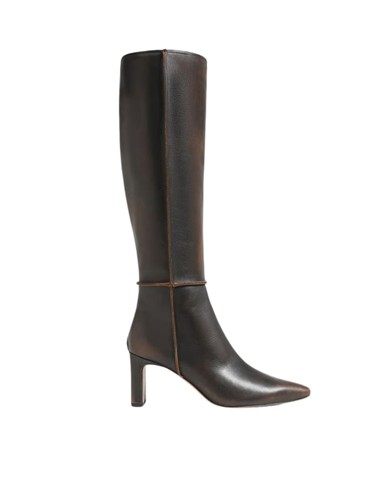 Sam Edelman Sylvia Moto Knee High Boot in Washed Brown Leather