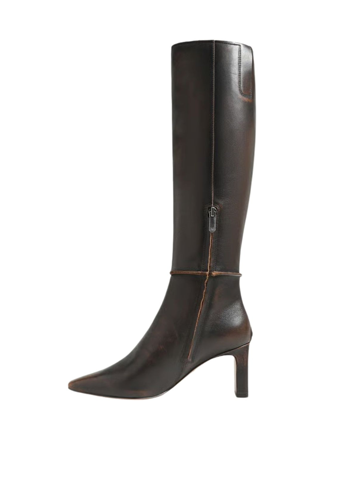 Sam Edelman Sylvia Moto Knee High Boot in Washed Brown Leather