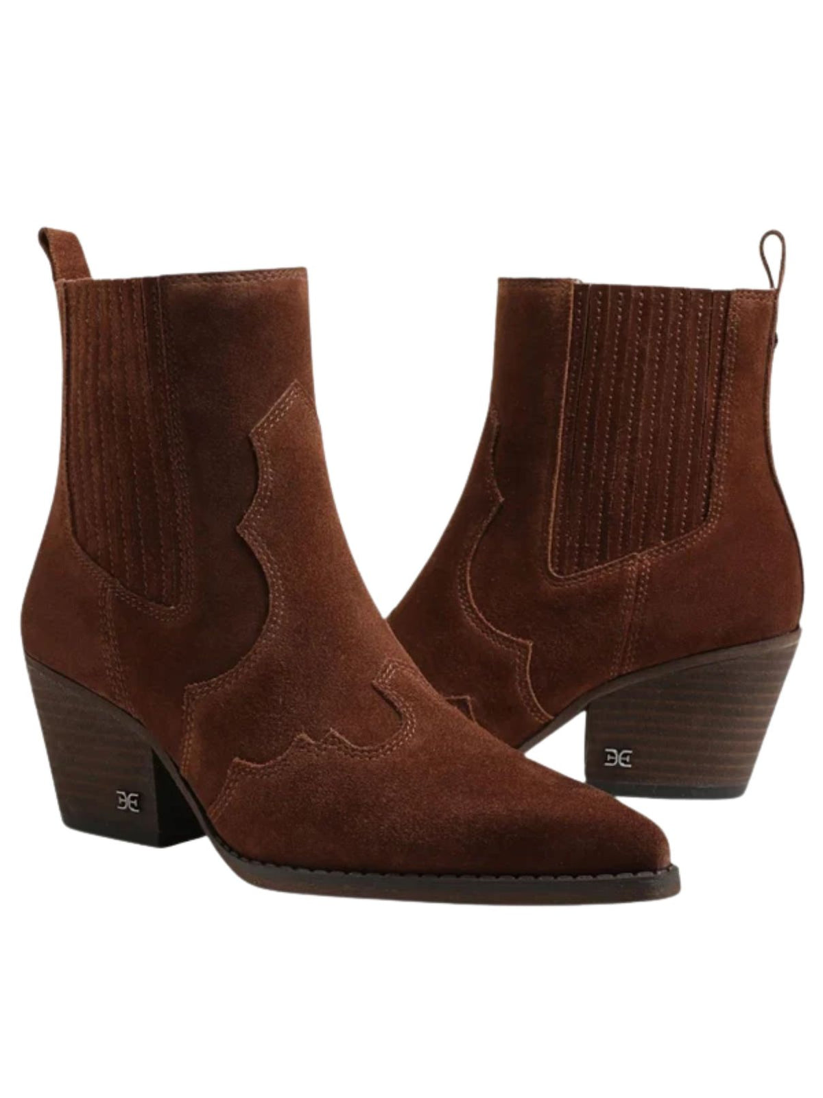 Sam Edelman West Suede Western Ankle Boots in Toffee
