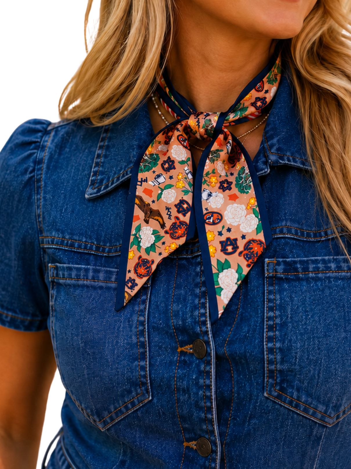 Saturday Silks Auburn Tigers Skinny Scarf