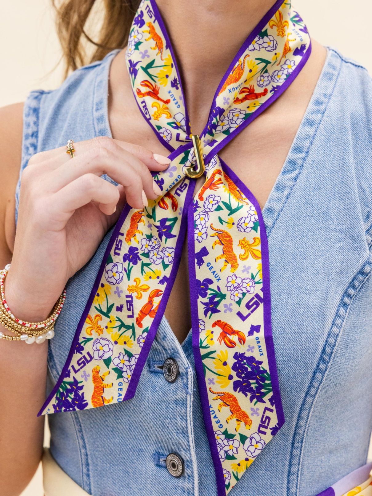 Saturday Silks LSU Tigers Skinny Scarf