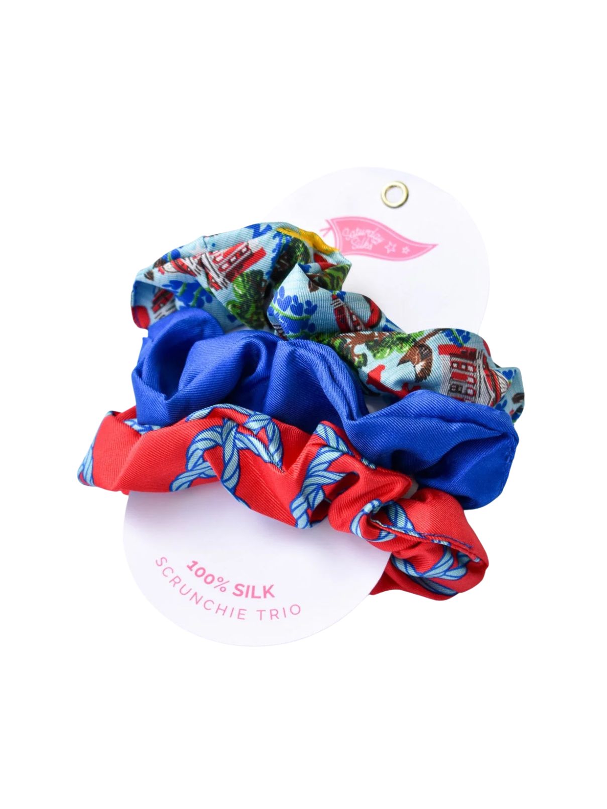 Saturday Silks SMU Mustangs Scrunchie Set
