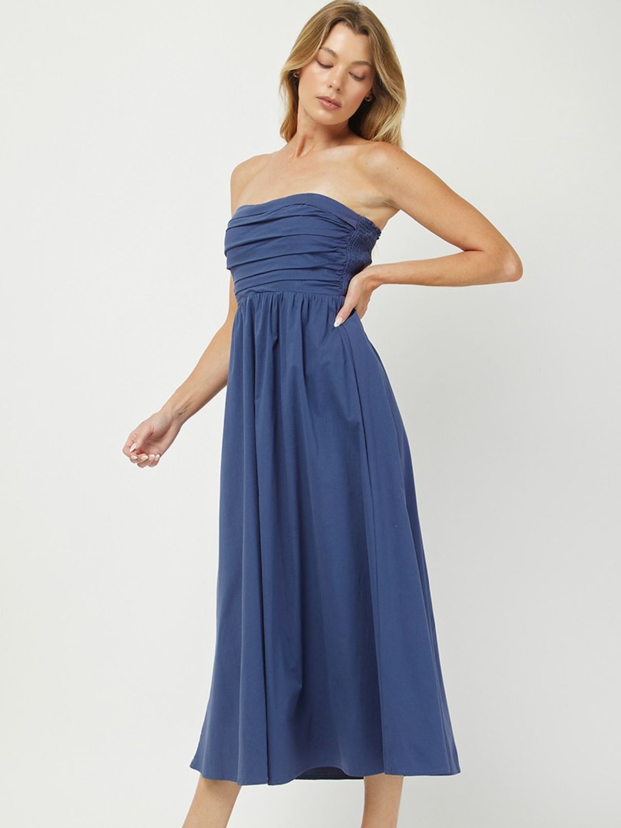 Sleeveless Cotton Maxi in Dusty Navy