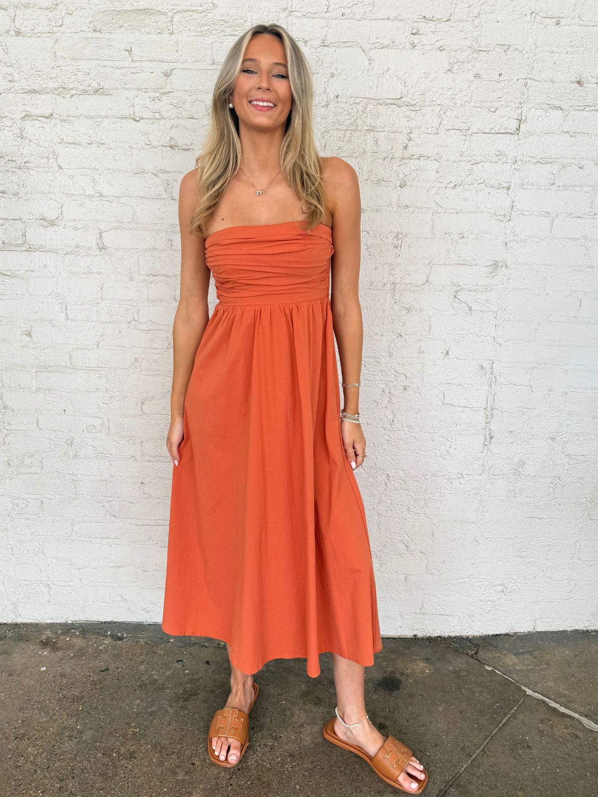 Sleeveless Cotton Maxi in Rust