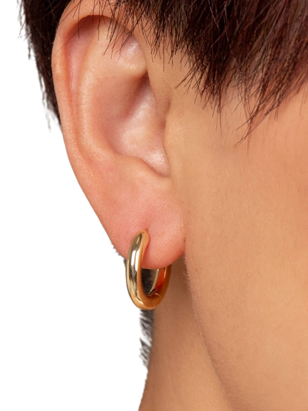 Small Chunky Huggie Earrings in Gold