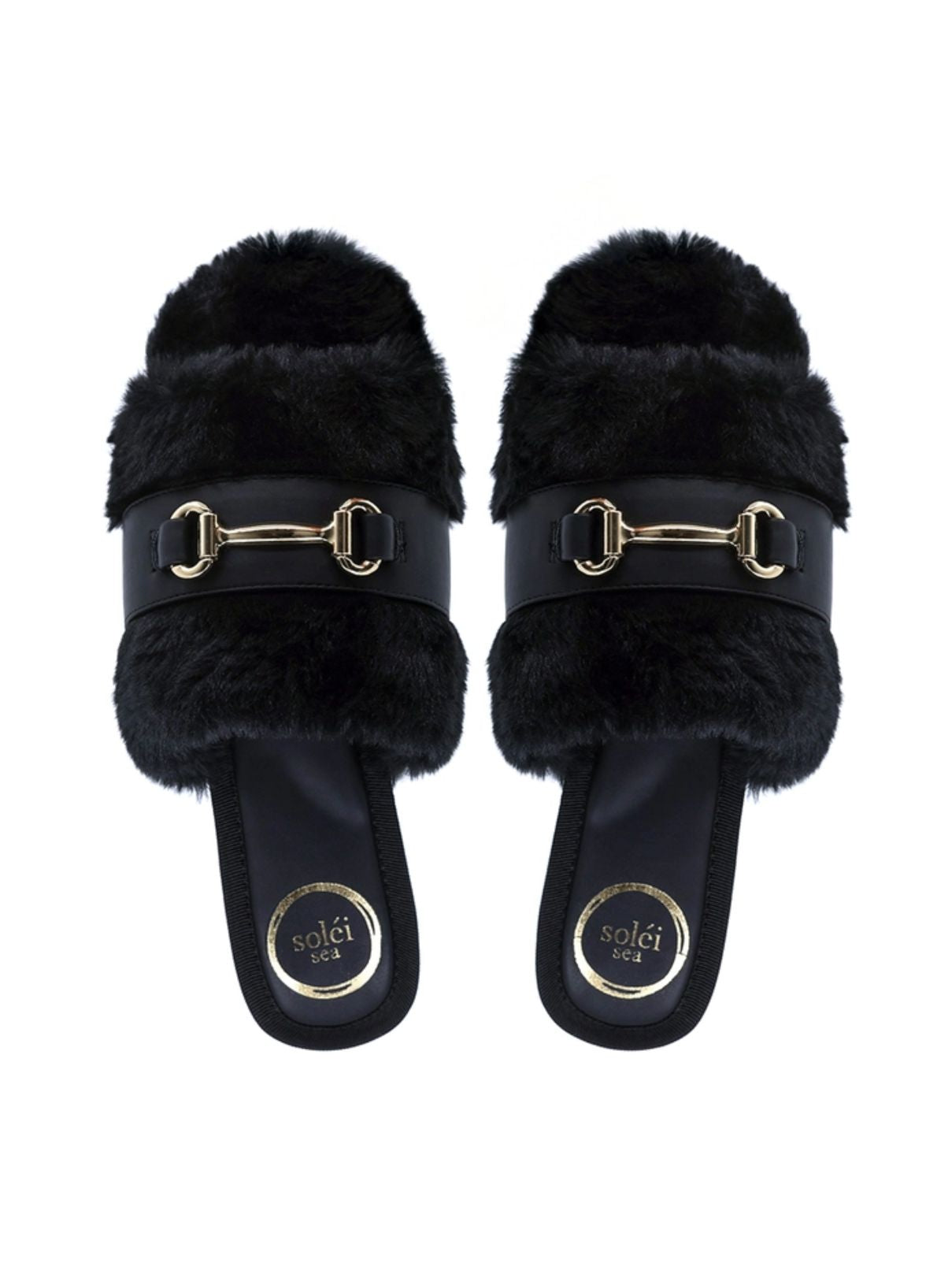 Solei Sea Hanni Faux Fur Slide – Black
