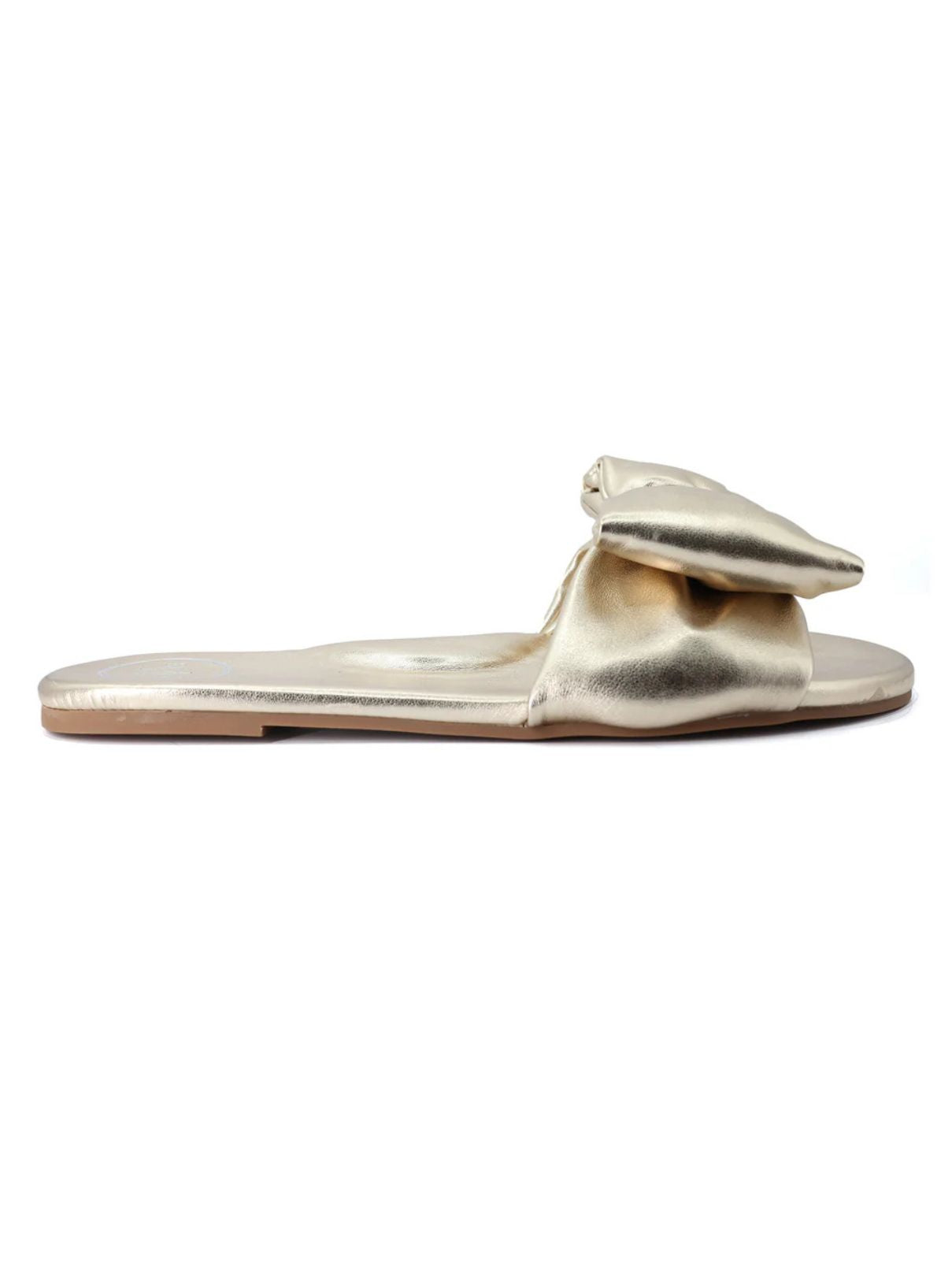 Soleil Sea Rafie Big Bow Sandal in Gold