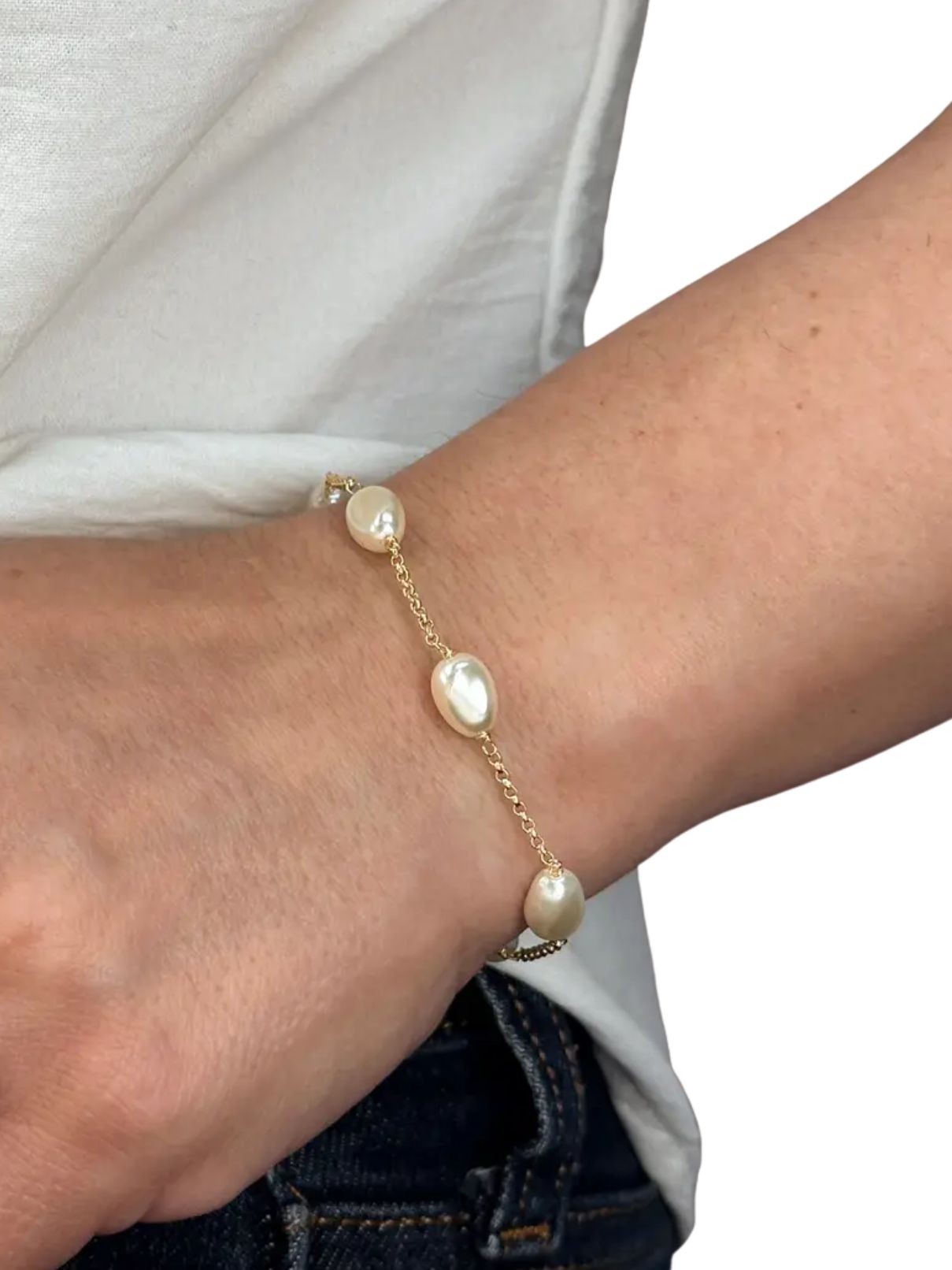 Spaced Baroque Pearl Bracelet – 18K Gold Filled