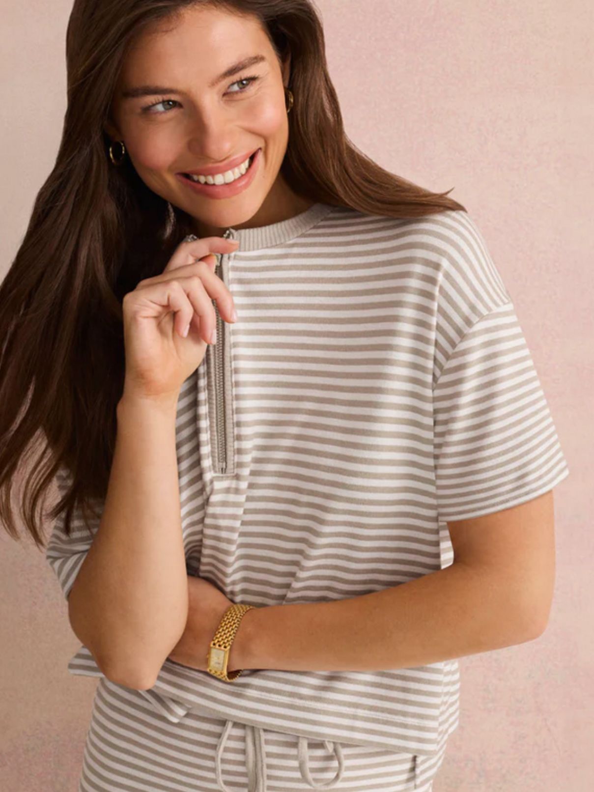 Splendid Brooke Stripe Top in Fawn