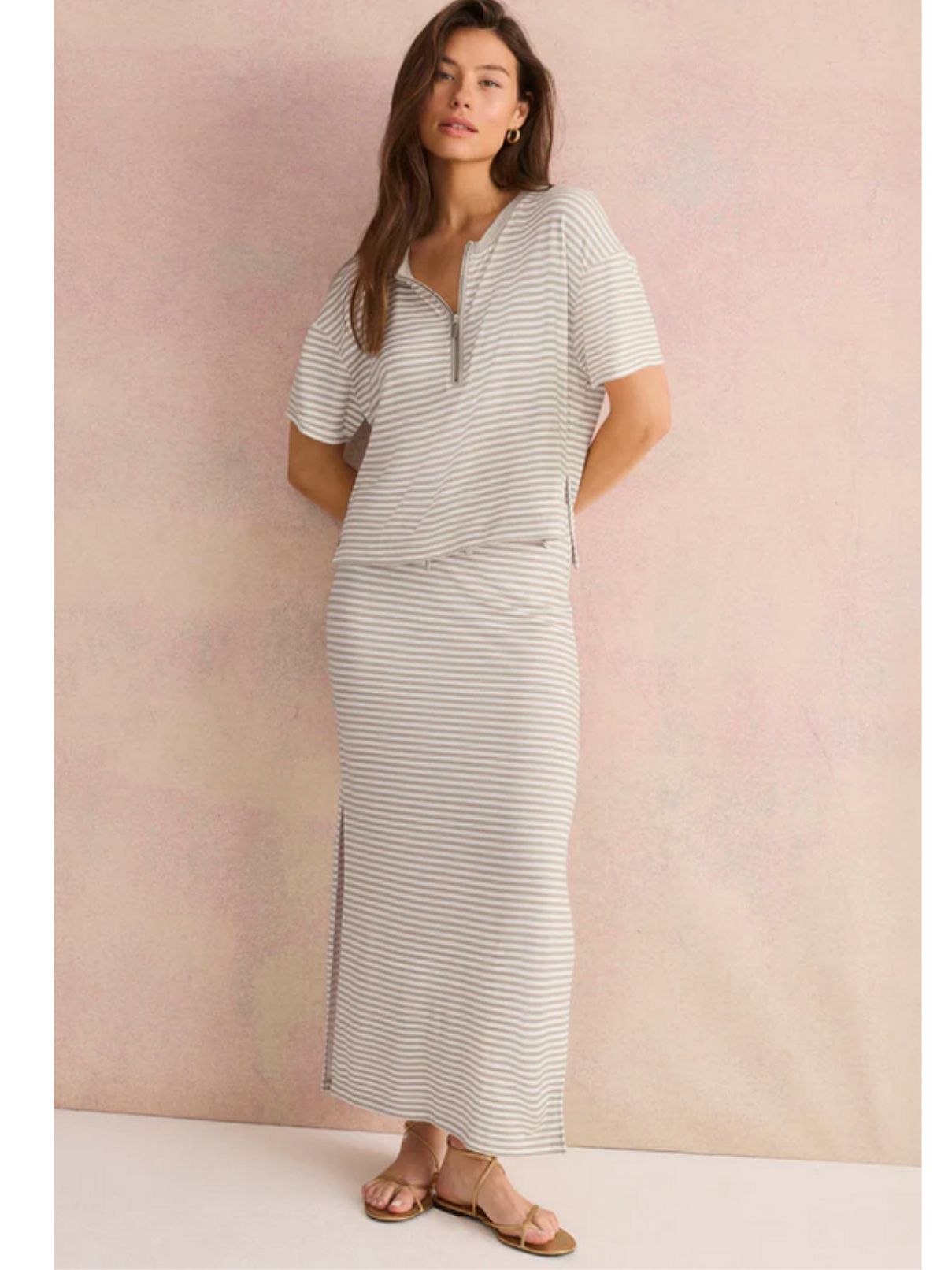 Splendid Brooke Stripe Top in Fawn