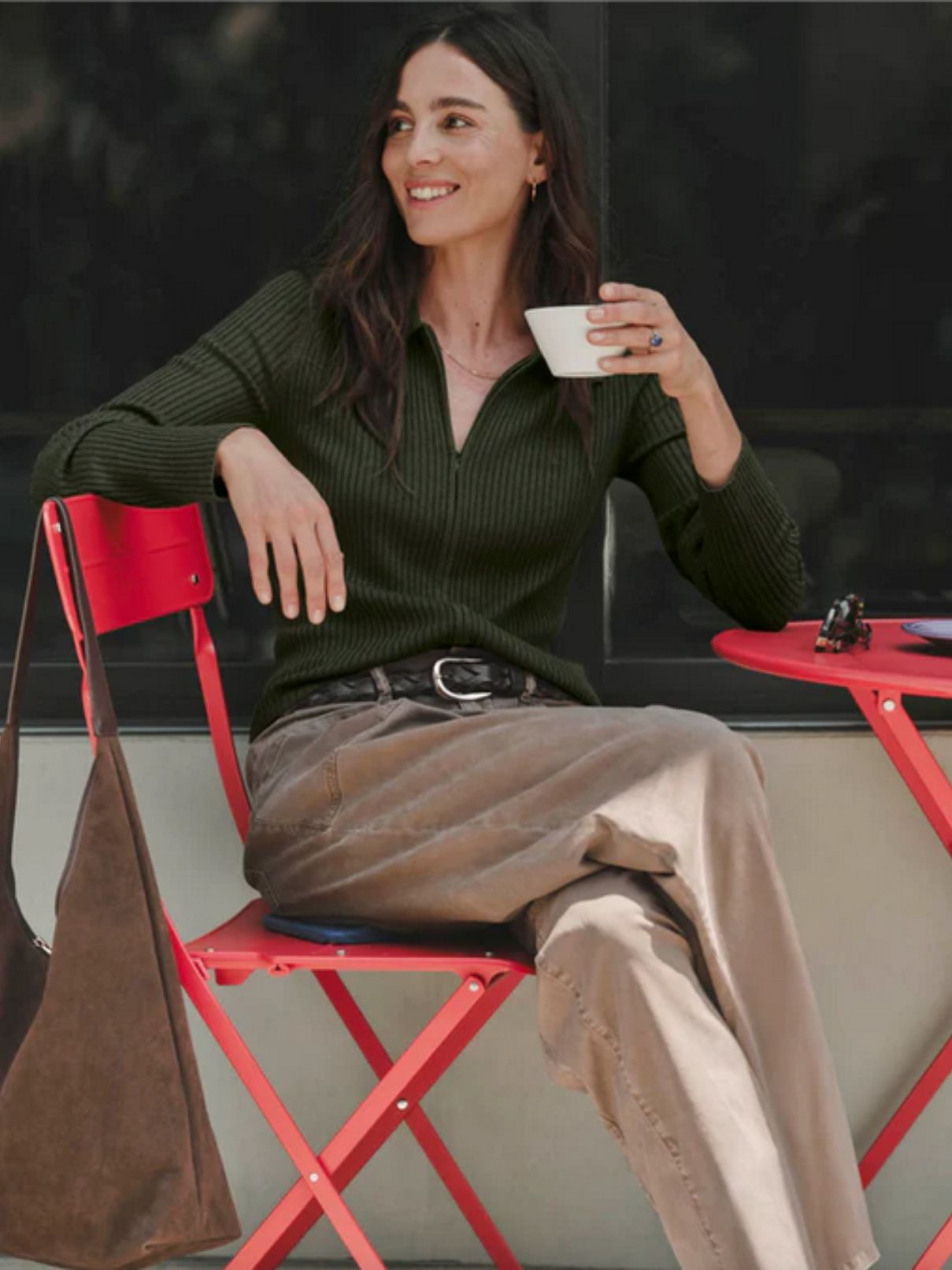 Splendid Georgie Two Zip Sweater in Green Spruce