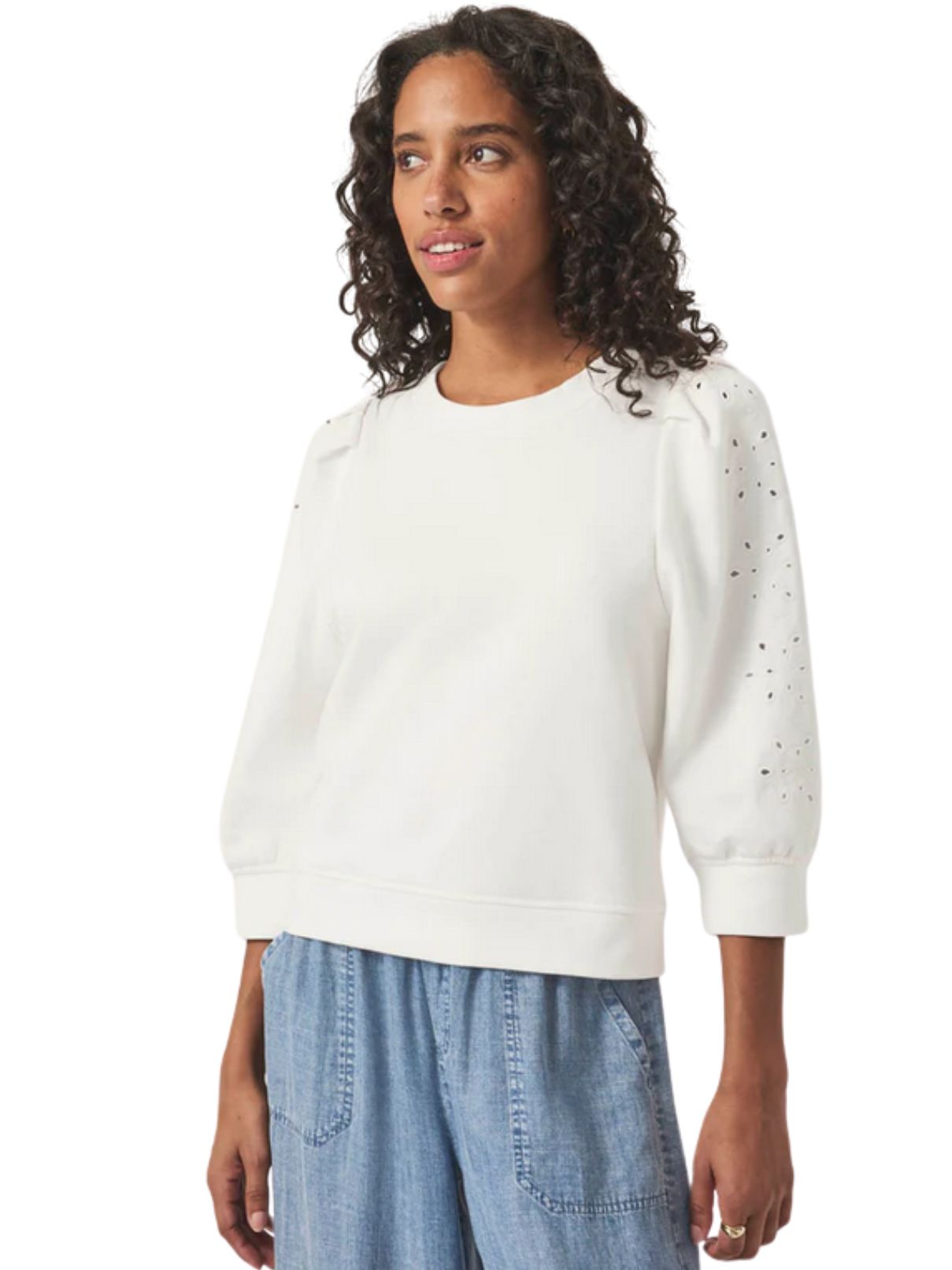 Splendid Rory Embroidered Sweatshirt in White