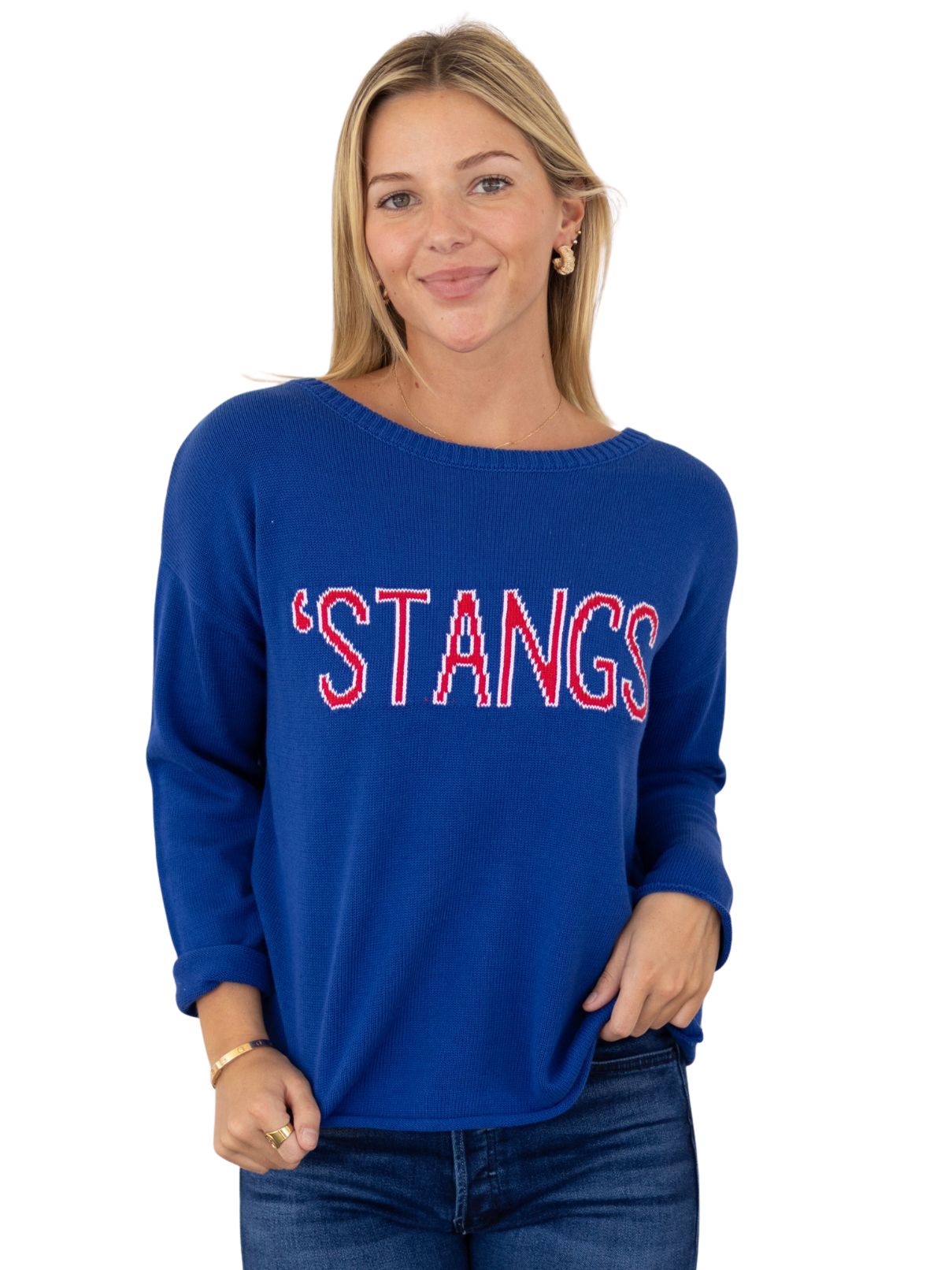 'Stangs Stripe Sweater in Red on Royal