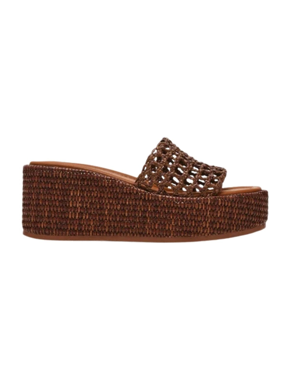 Steve Madden Brandy Raffia Platform Slide Sandals in Brown Raffia