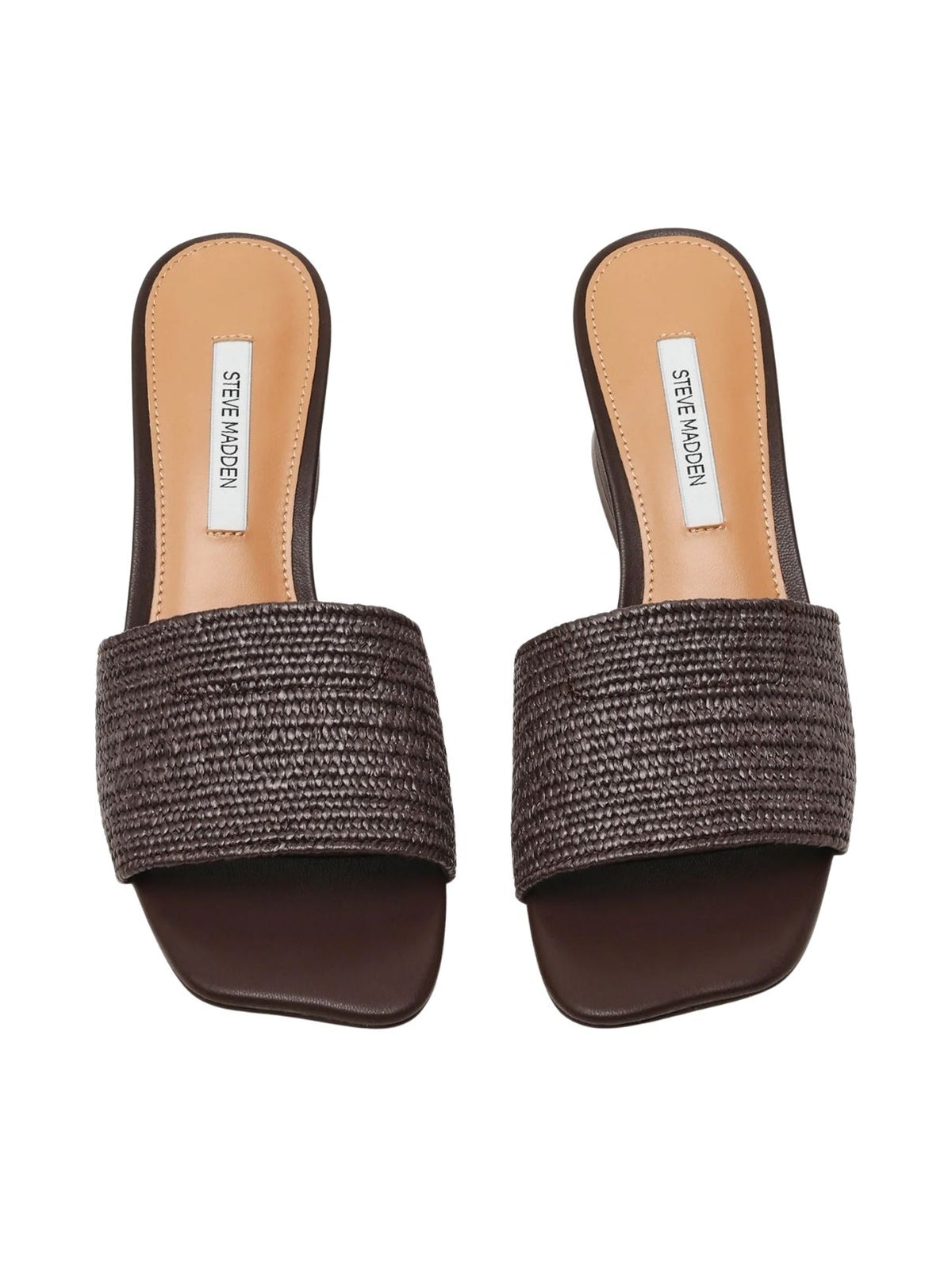 Steve Madden Frolic Raffia Heeled Mules in Brown Raffia