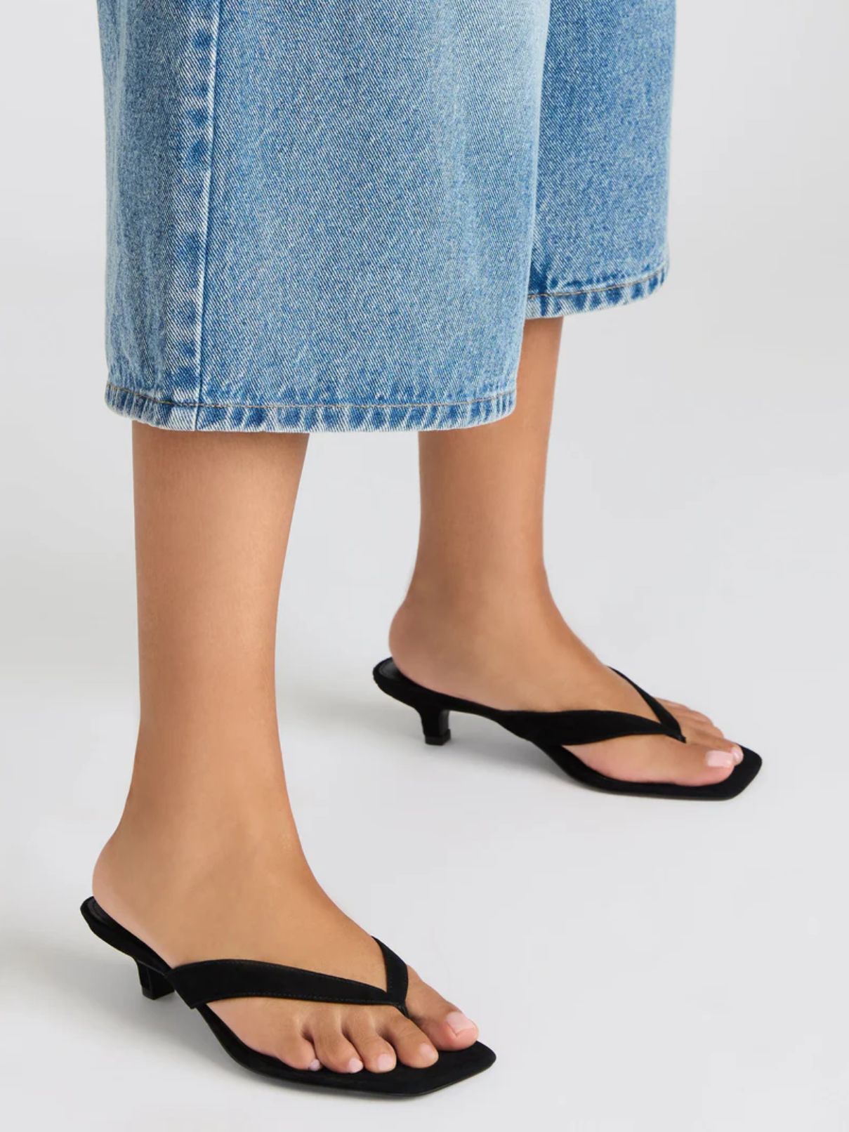 Steve Madden Tracie Kitten Heel Sandal in Black Suede