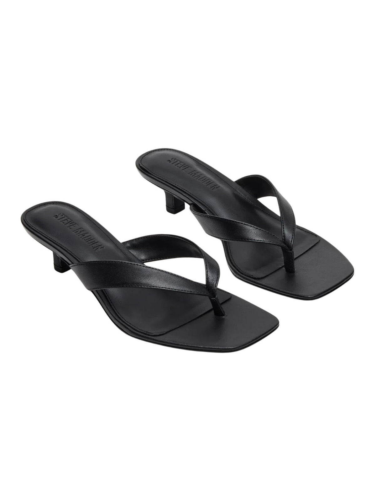 Steve Madden Tracie Leather Kitten Heel Sandals in Black