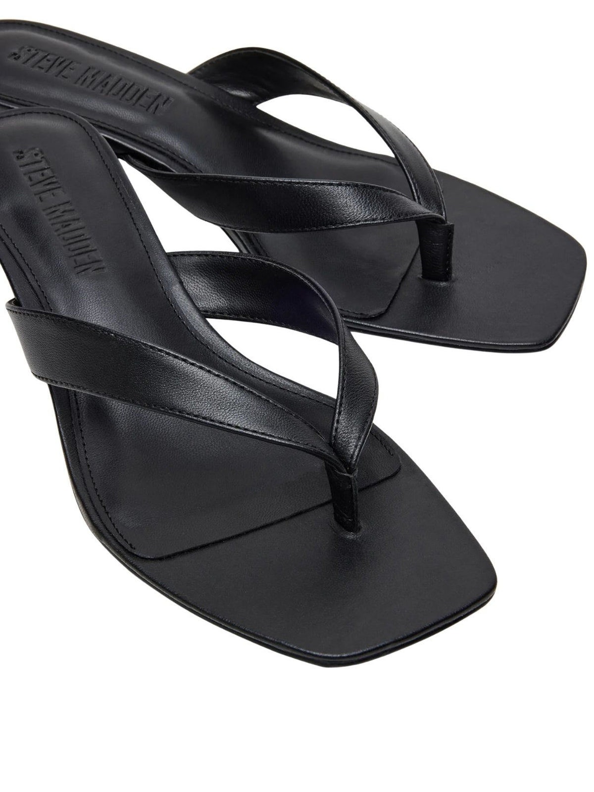 Steve Madden Tracie Leather Kitten Heel Sandals in Black