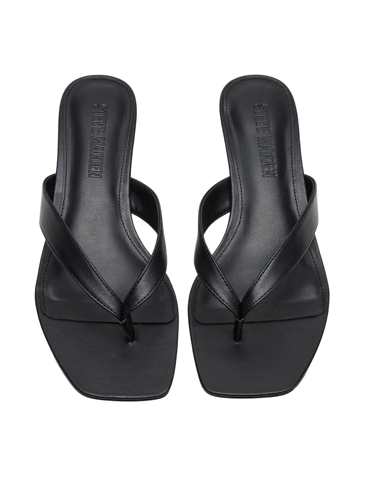Steve Madden Tracie Leather Kitten Heel Sandals in Black
