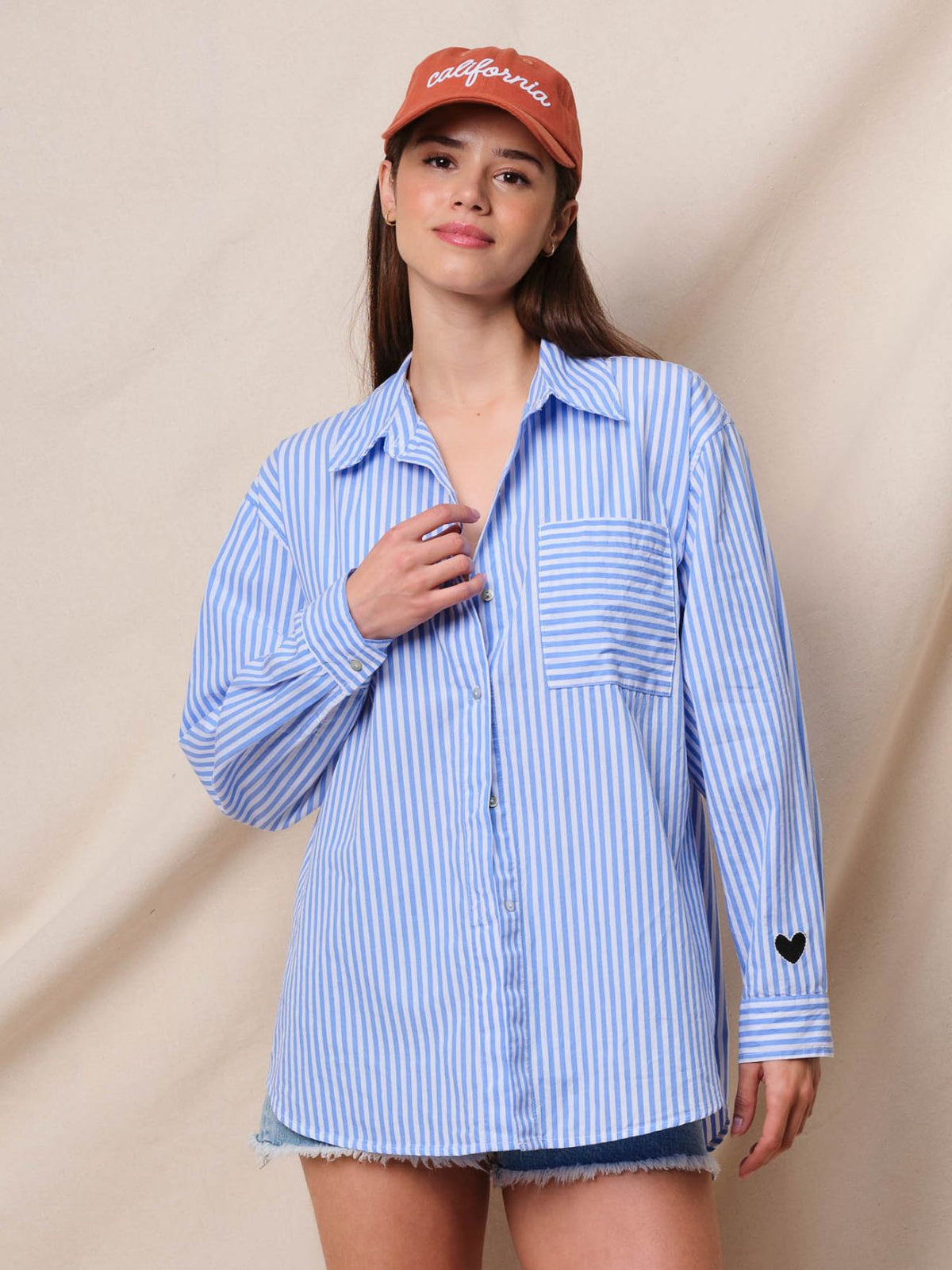 Sundry Sur La Mer Oversized Shirt in Chambray Stripe