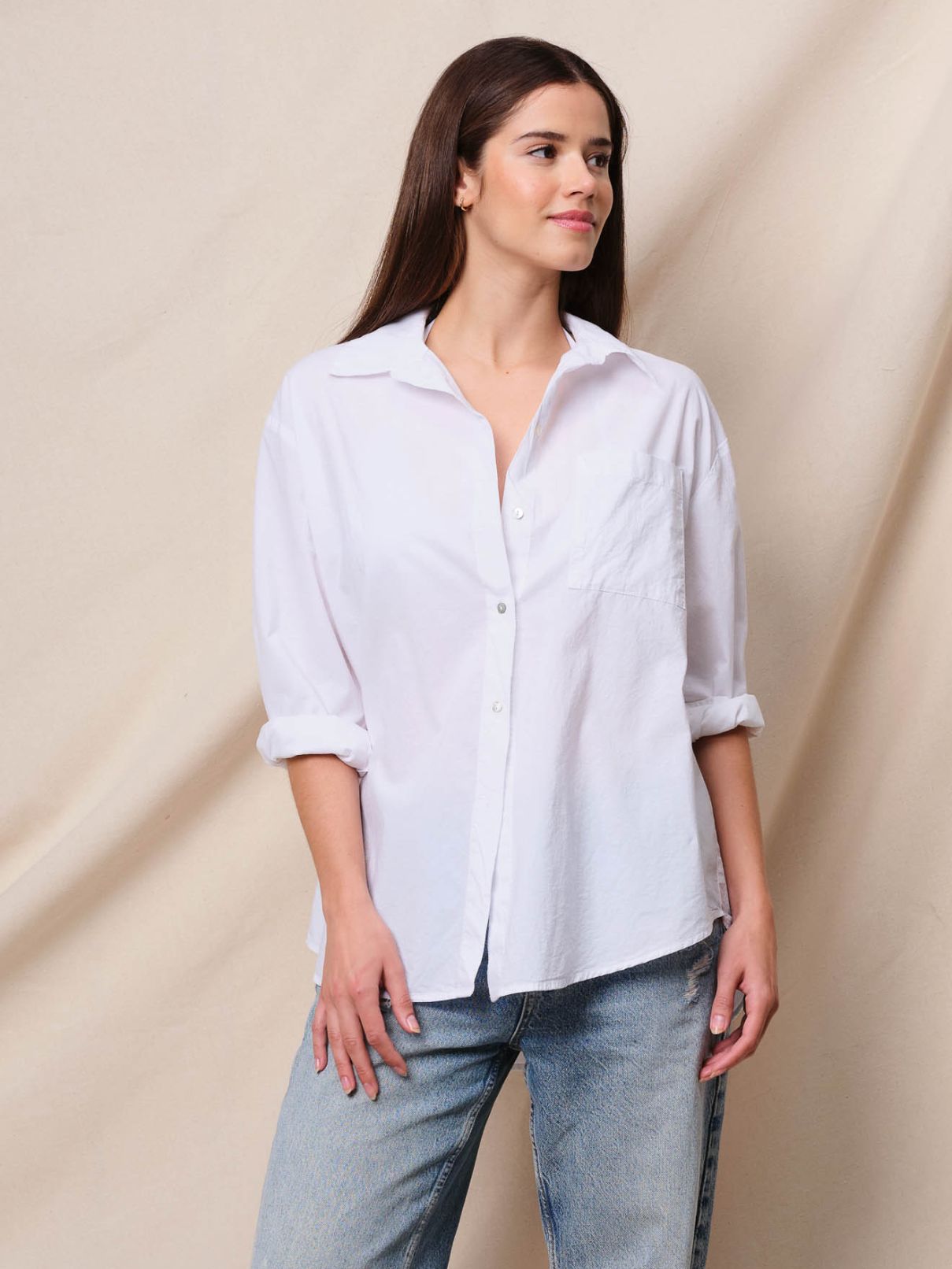 Sundry Sur La Mer Oversized Shirt in Optic White