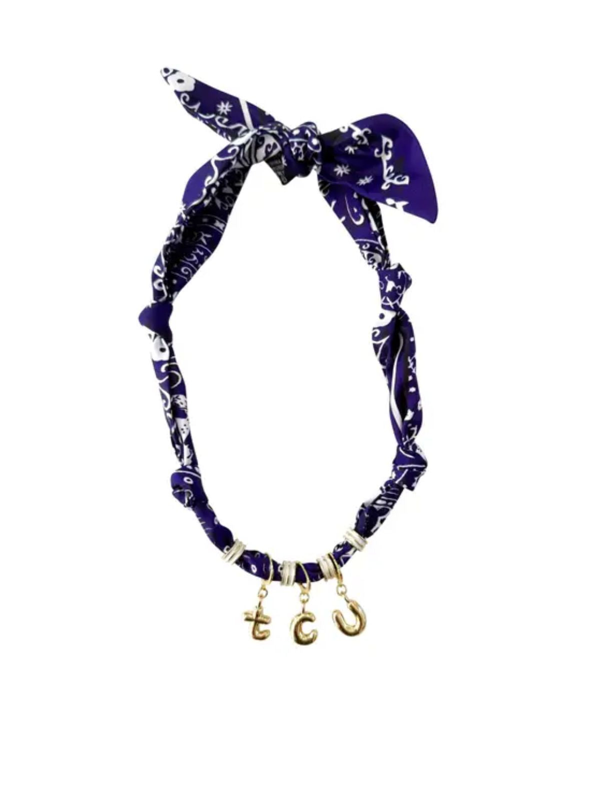 TCU Purple Game Day Bubble Letter Scarf Necklace